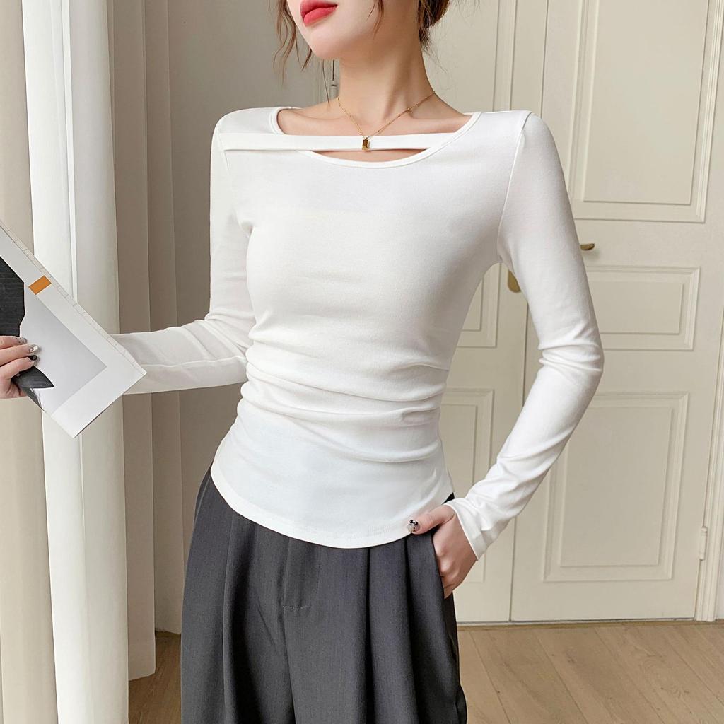 Women's Slim-Fit Long-Sleeve Pleated Top - Fall/Winter 2024 Collection