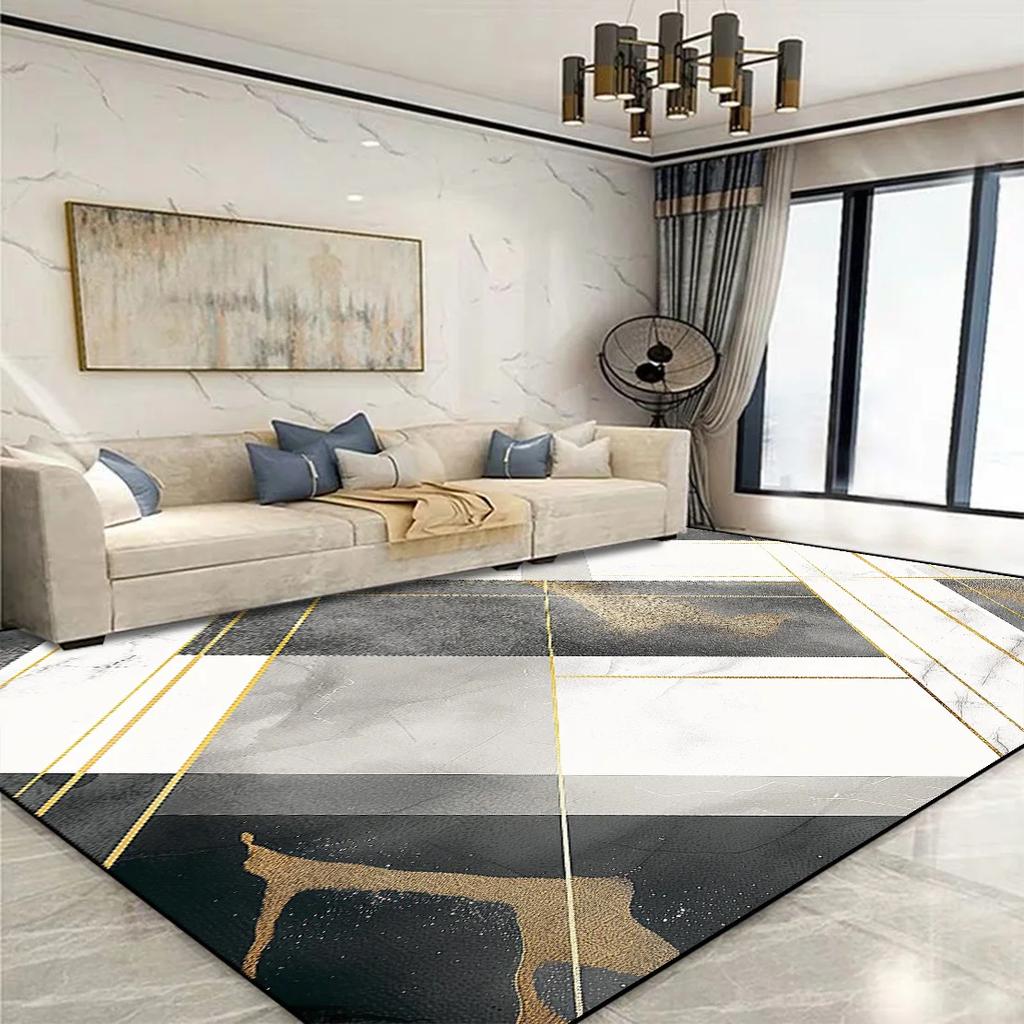 Modern Golden Geometric Carpet for Living Room Large Area Decoration Home Rugs for Bedroom Soft Non-slip 200x300 Lounge Sofa Mat