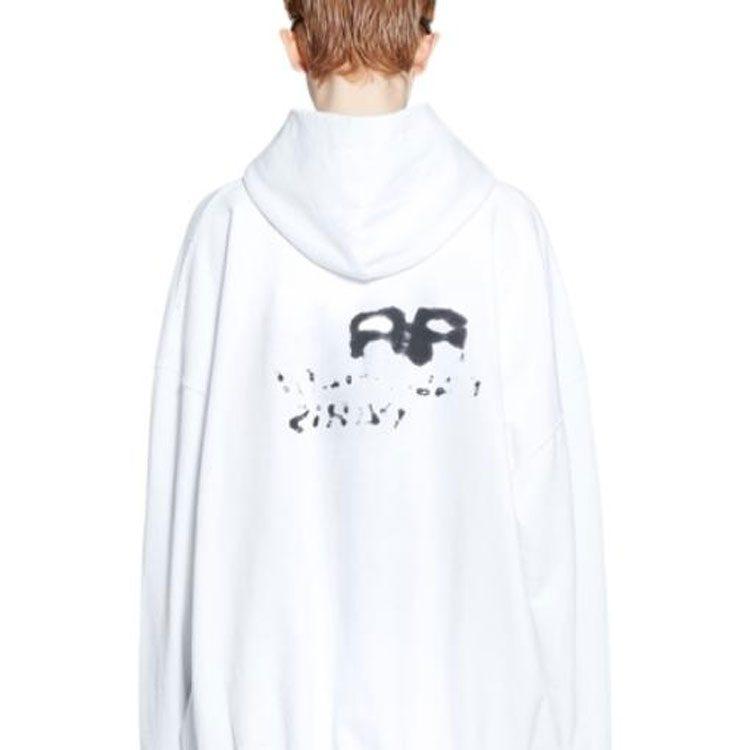 Balenciaga Hand Drawn Bb Icon Large Fit Hoodie White/Black 620947TNVQ19040