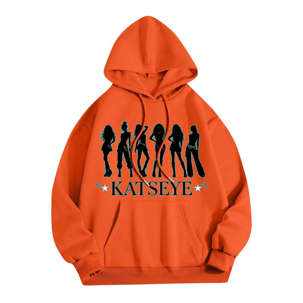 Unisex Lightweight Long-Sleeve Printed Hooded Pullover Sweatshirt