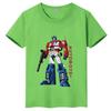 T-shirt per bambini in puro cotone con stampa cartone animato Optimus Prime dei Transformers, nuovo stile estate 2026, maglietta top per genitori e figli