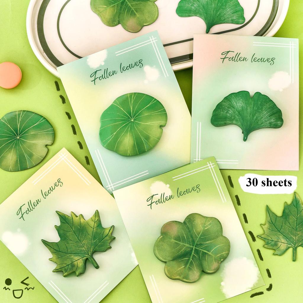 30 sheets Simulated Leaf Sticky Notes for Students with Good Looks, Maple Leaf Message Notes, Cute Leaves, N Times Sticky Notes