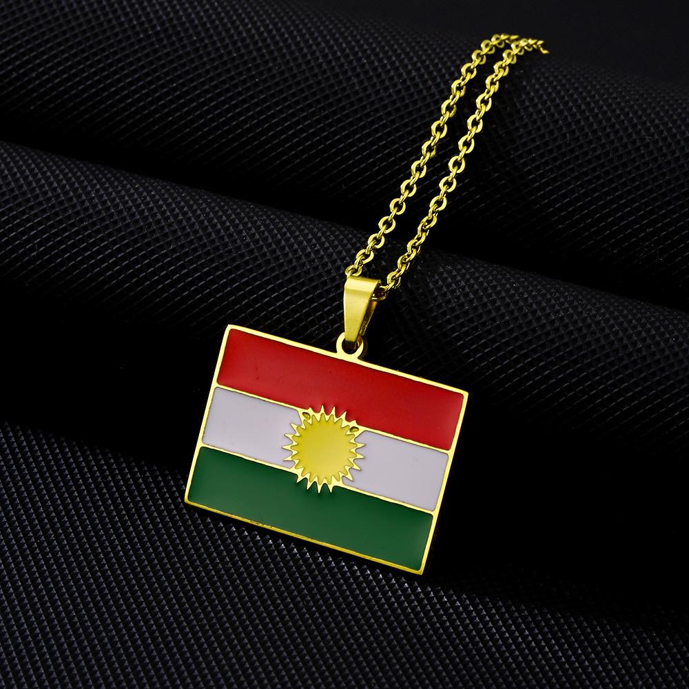 Kurdistan Pendant Necklace: Vintage Drip Oil Design, Stainless Steel for Men and Women