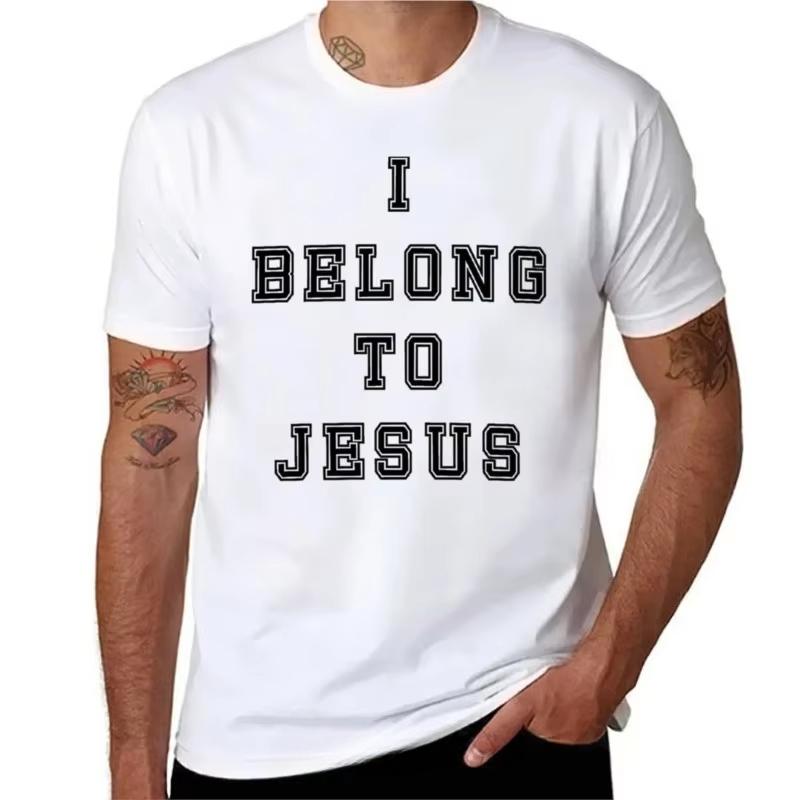 

Men T Shirt New Kaka I Belong To Jesus Letter Top Boys Tee Clothing Oversized Streetwear Loose Casual Short Sleeve Trendy Unisex S