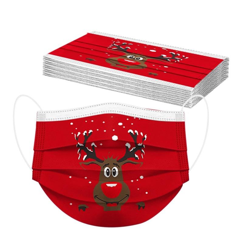 20 Stück Gesichtsmaske für Erwachsene Einweg-Gesichtsmaske Weihnachten 3D-Druck 3-lagig Ohrschlaufe Unisex Mundschutz Mascarillas Kinder Maske