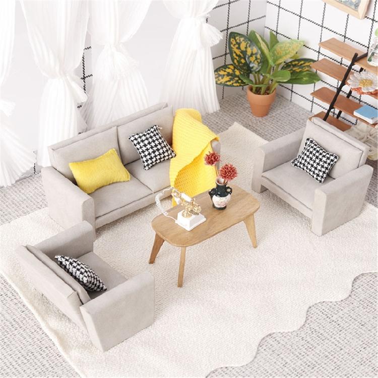 Miniature Dollhouses Sofa Couch 1/12 Scale Handcrafted Wooden Furniture For Living Room Bedroom