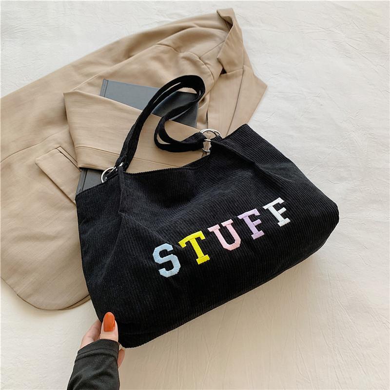 

Модная повседневная сумка-тоут в корейском стиле для женщин, большая вместимость, для ежедневного использования чёрный