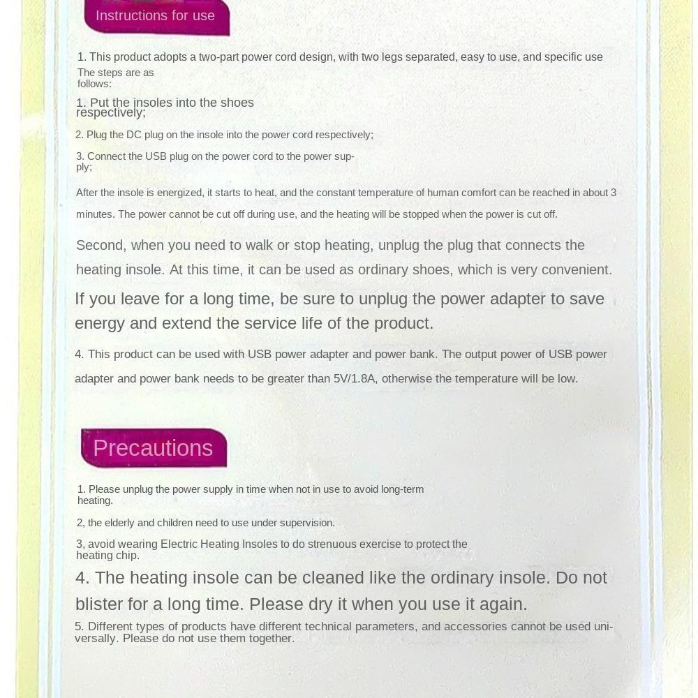 1 Pair New Rechargeable Heated Insoles Washable Thermal Outdoor Foot Warmers Soft Camping Heated Insoles Fishing Camping Hiking