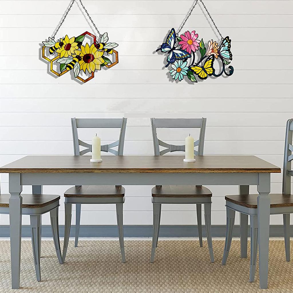 3D Flower Bee Decor Inspirational Wall Decorative Sculpture Hanging Indoor Outdoor for Home Bedroom Office Farmhouse