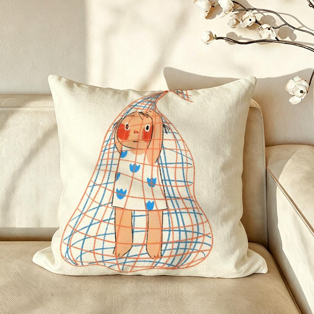 Character PPdohk Cushion Cover Pillow Case Antidustmite Pillowcase Silky Short Plush Sofa Cushion Cover hot