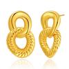 French Vintage Retro Double Ring Hollow 18k Gold Plated Copper Stud Earrings For Women