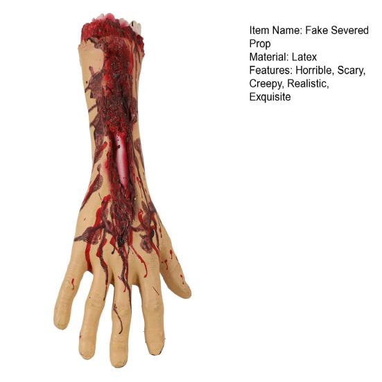 Halloween Fake Severed Hands Foot Prop Scary Blood Broken Dead Body Parts Realistic Latex Human Residual for Haunted House Prank Party Supplies