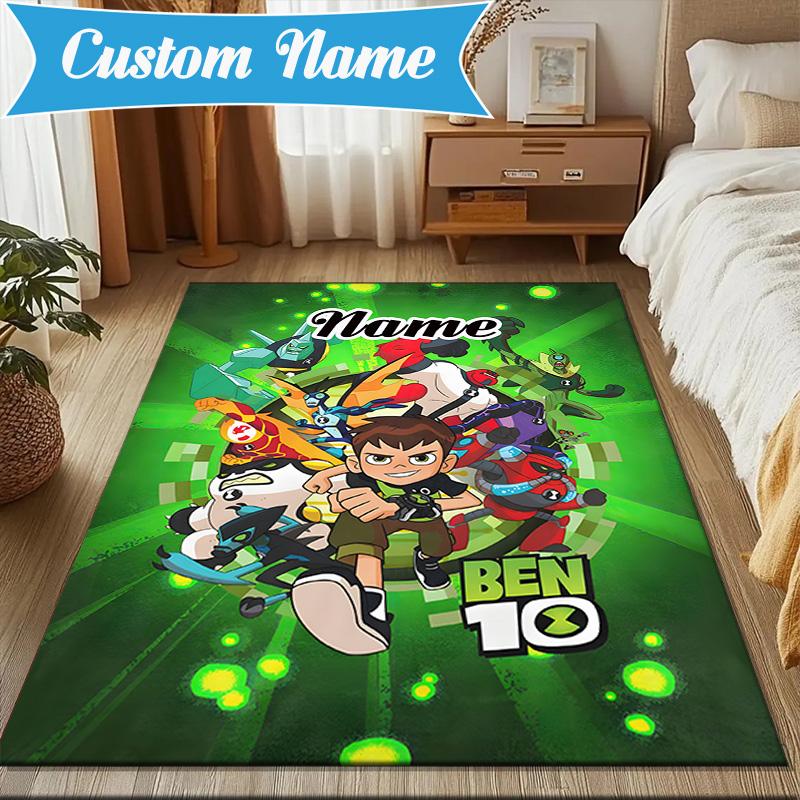 Custom Name Ben Alien Force Rug Game Carpet, Floor Mat for Bedroom Living Room Entryway Rug, Home Decor Idea Gift for Christmas birthday