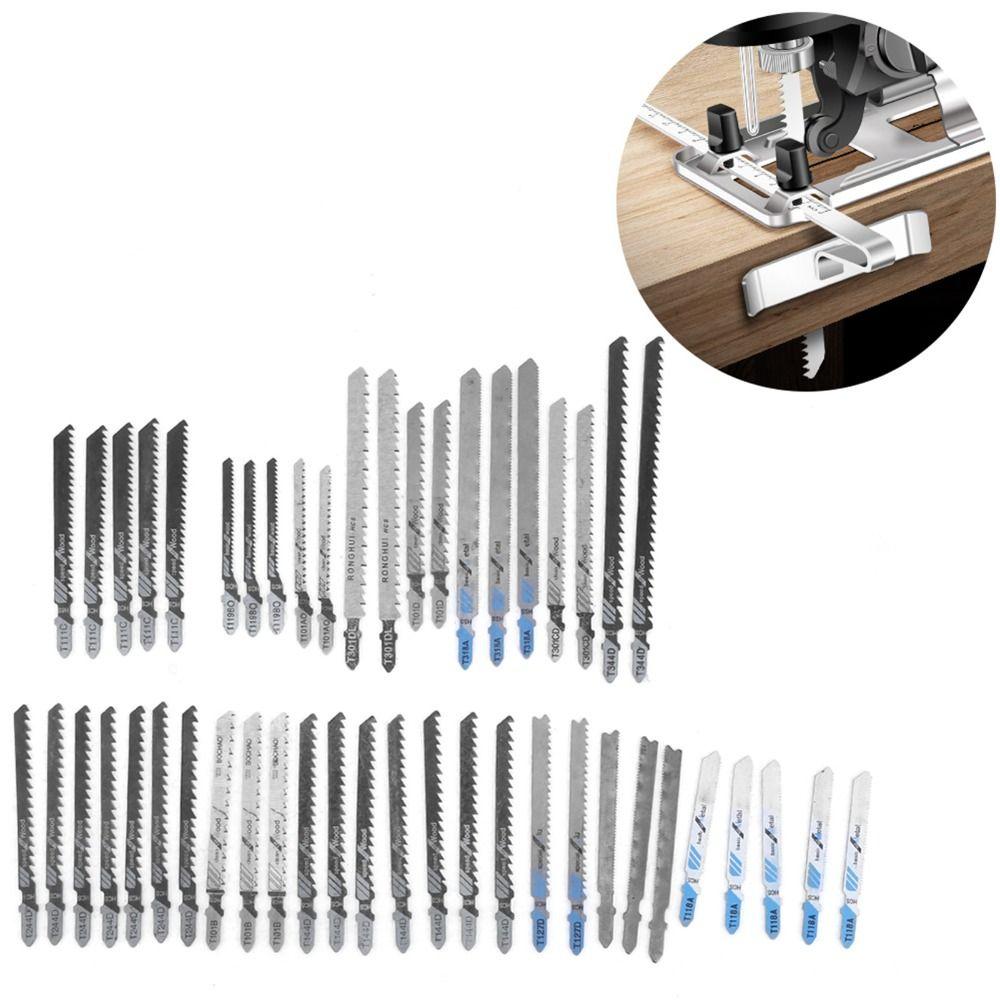 48PCS T-Shank Jigsaw Blades HSS Assorted Jig Saw Blades Multi-Purpose With Storage Case Blade Set For Wood/Plastic/Metal