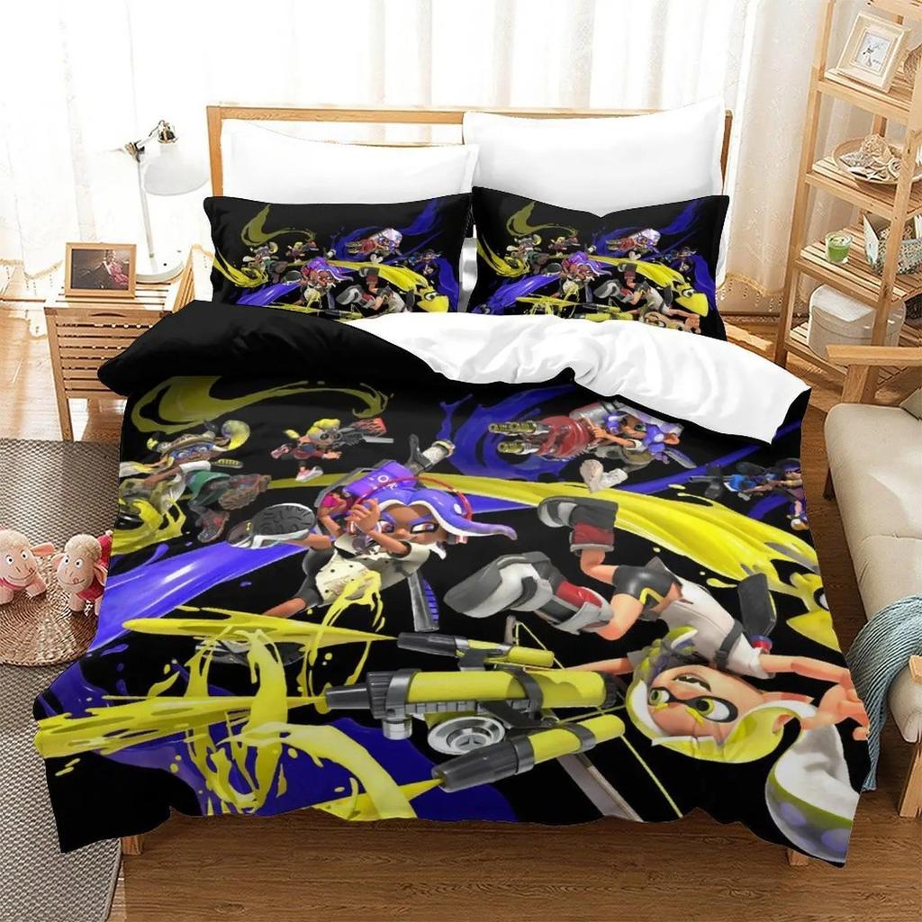 Splatoon 3 Bedding Set 3D Print Anime Duvet Cover Single Twin Full Queen King Size for Adult Kids Bedroom