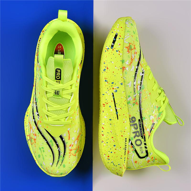 Men Carbon Plate Running Shoes Breathable Mesh Shock Absorb Non Slip Marathon Racing Jogging Sneakers Woman Walking Sport Shoes