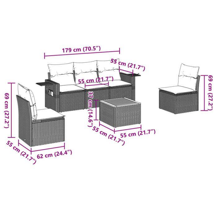 VidaXL Garden Lounge Set with Cushions 6 Pcs, Patio Sofas, Patio Furniture Set, Outdoor Furniture, Grey 3224506