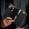 For Huawei Mate XT Ultimate Case View Window Genuine Cow Leather+PC Electroplating Phone Cover