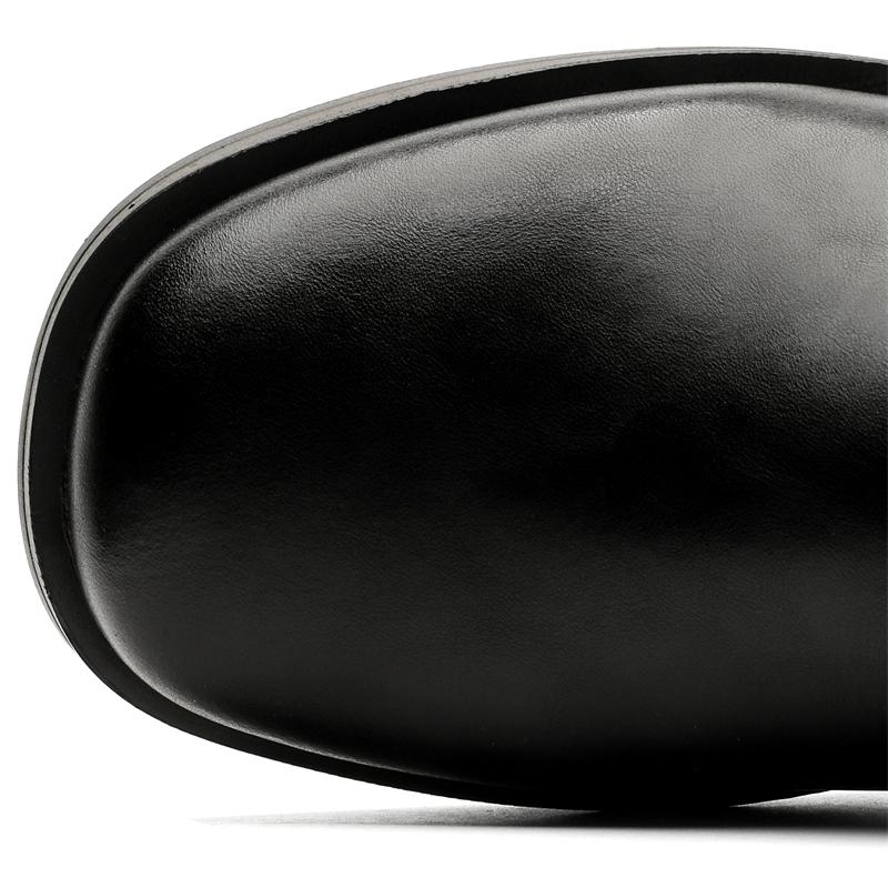 Men's Black Leather Mule Shoes with 4CM Hidden Elevator Insole | Thick Sole Height Increasing Slip-Ons | Breathable Casual Dress