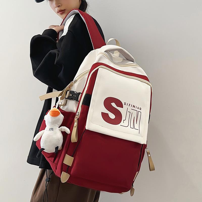School Bag Children Primary School Students Girls Burgundy Backpack Junior High School Students College Students Backpack