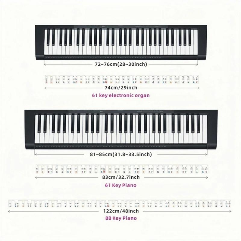 Miwayer Piano Keyboard Stickers for 88/61 Key Removable Piano Keyboard Note Labels for Learning Piano Notes Guide for Beginner.