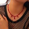 Blood Drop Shape Necklace Crystal Fringe Necklace Unique Pendant Necklace Suitable for Cosplay Party and Halloween Event