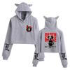 Women's 'Death Note' Cat Ear Crop Top Hoodie