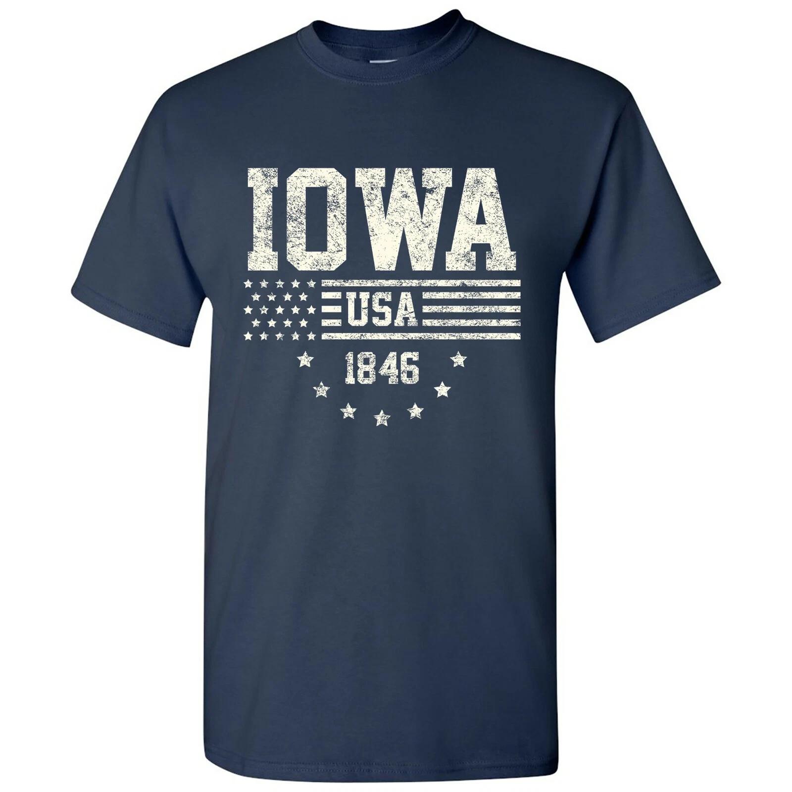 USA Flag Statehood Iowa 1846 - Classic State Flag America T Shirt - Navy XL