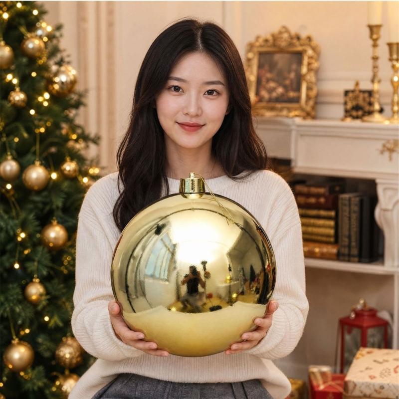 Large Gloss Golden Christmas Ball Ornament Shatterproof Plastic Decorative Baubles For Christmas Tree Wreath Home Decoration