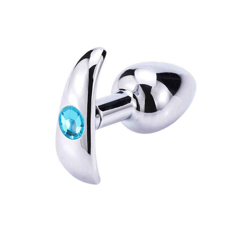 Metal G-Spot Butt Plug with Diamond Accents for Self-Pleasure