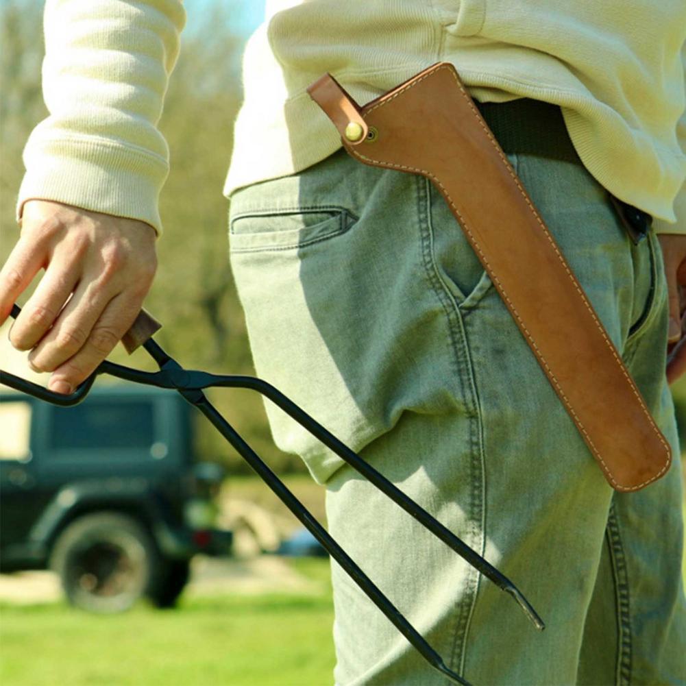 Kieszonka na szczypce do ogniska/kominka, Torba ze skóry PU, Retro szczypce do ognia, Pokrowiec ochronny na grill plenerowy, kemping