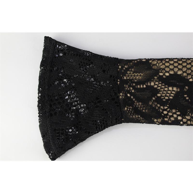 Damemote Sexy blonder Blomster Mesh hul slank langermet kjole