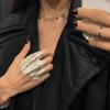 Creative Exquisite Irregular Ring Vintage Light Luxury Wrinkled Joint Ring Funny Finger Accessories Gifts