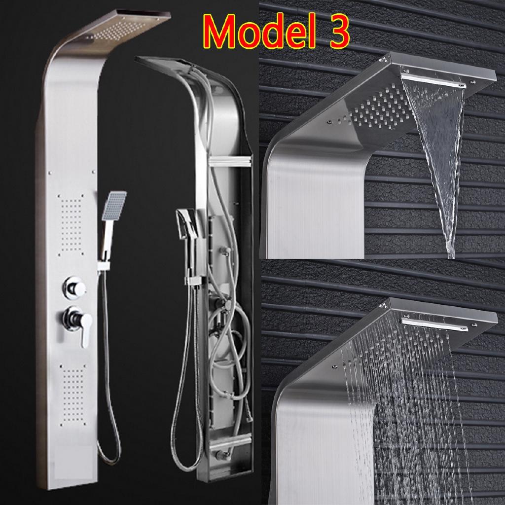 Brushed Nickel Shower Hand Shower Panel Tower Rain Waterfall Massage System Jet Tub Tap & Tub Spout Tower Shower Column