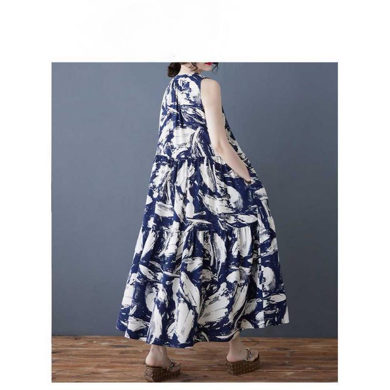 Ladies' Retro Chiffon Loose Mid Length Dress