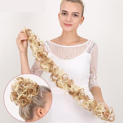 Natural Women's Hair Bun Elastic Chignon Hair Extensions For Extended Hair Bands Long Curly Blonde Chignon Cheveux