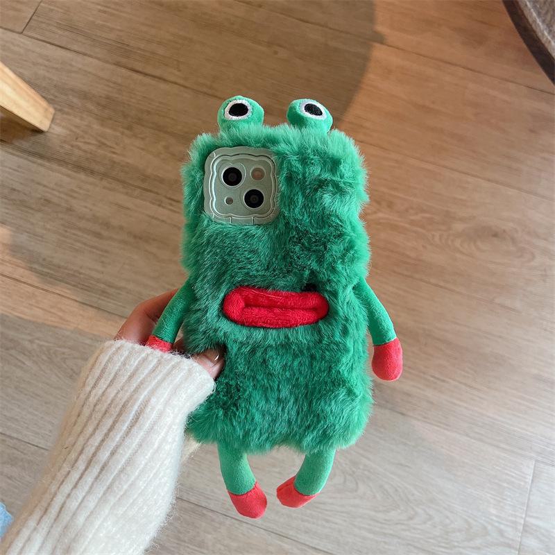 

Чехол для мобильного телефона 15Promax - осенне-зимний плюшевый уродливый милый лягушонок, креативная защита от падений - iPhone 14, 12, 11, 13 iPhone 14 Pro Max