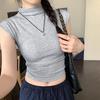 Women's Slim-Fit Open-Back T-Shirt: Summer Sleeveless, Half-High Collar, Hot Girl Style