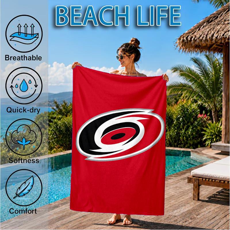 Hurricanes Team Spirit Beach Towel, Super Soft Microfiber, Perfect Gift for Her/Him, Birthday, for Pool, Beach, Travel, Decor Beach Party
