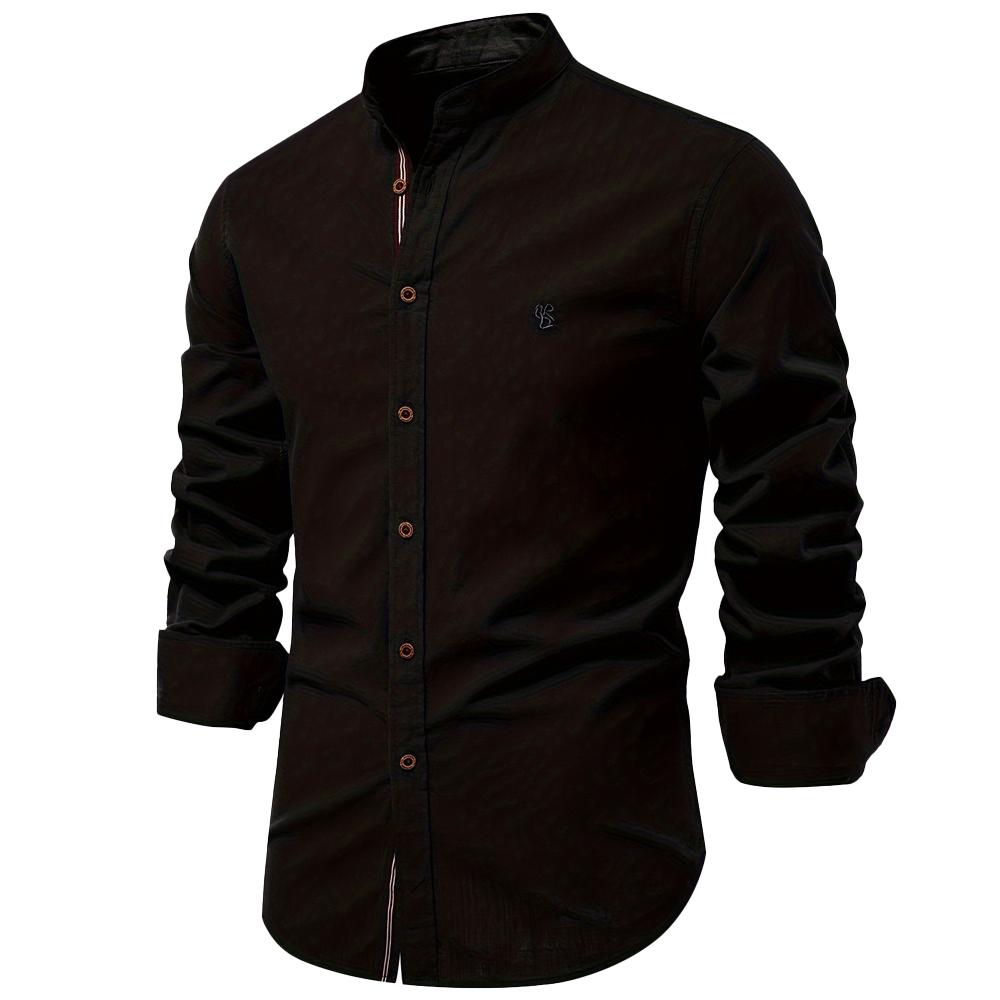 Camicia Sociale in Cotone da Uomo Tinta Unita Manica Lunga Camicia di Alta Qualità per Uomo Primavera Stand Casual Camicie da Uomo