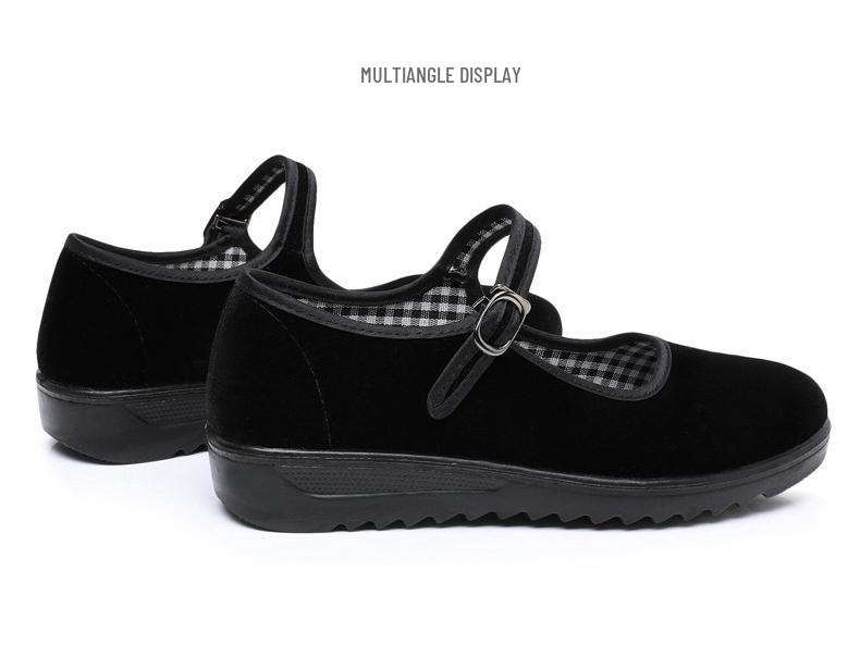 Dámské látkové boty ze staré Pekingu, měkká protiskluzová podrážka, černé pracovní a taneční boty