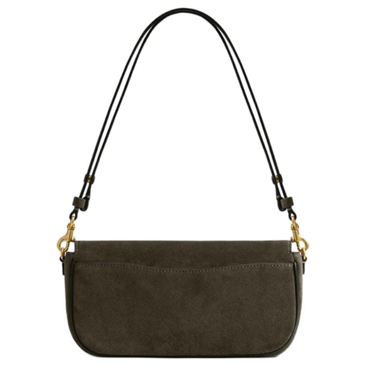 COACH Cow Leather Shoulder Bag Medium Women's Olive Green CCD07-B4OL