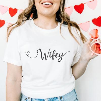 Wifey T-Shirt Printed Wife TShirt Wife To Be TShirt Engagement Wedding Gift Tee