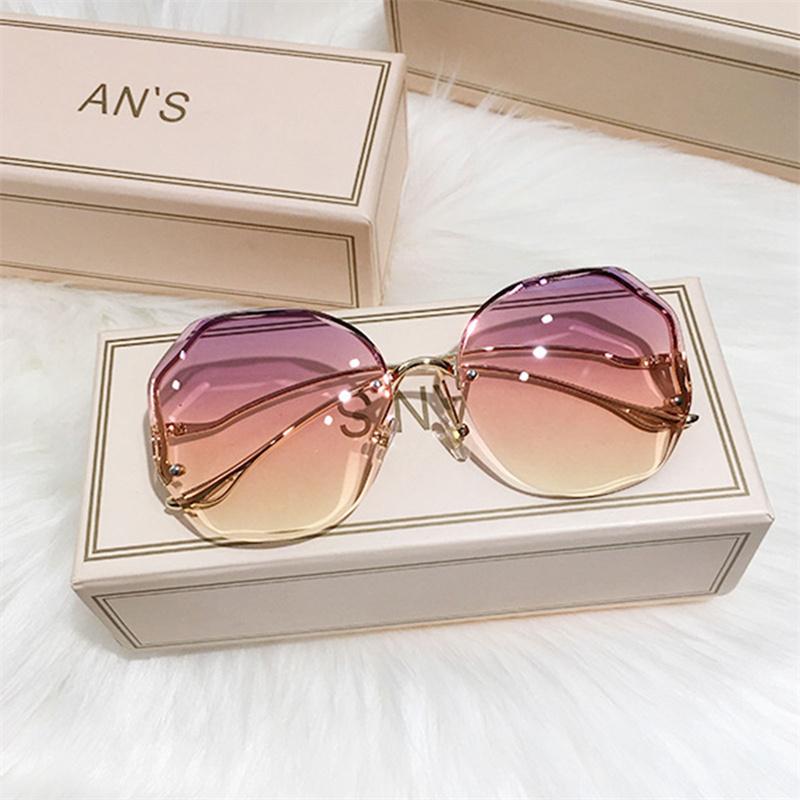 2021 Fashion Gradient Women Ocean Water Cut Trimmed Lens Sun Glasses Femaleuv400