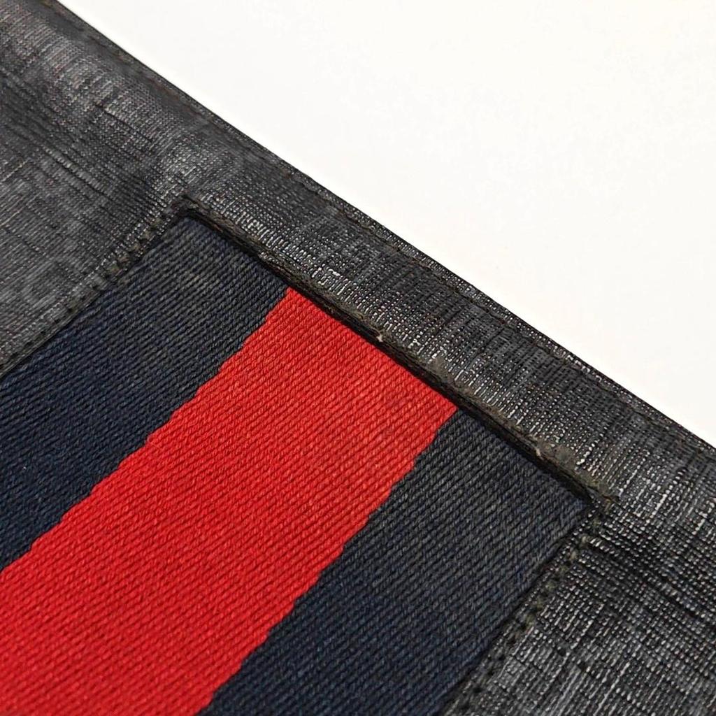 [Pre-Owned] Signature Logo Stripe Web Zipper Canvas Clutch - Fair #1Q4GJFX