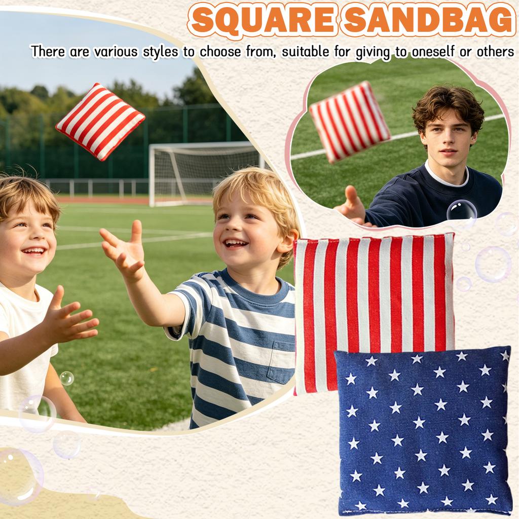 Square Striped Fabric Bean Bag Toss Game Sack for Outdoor Indoor Activities Durable Construction Easy Grip