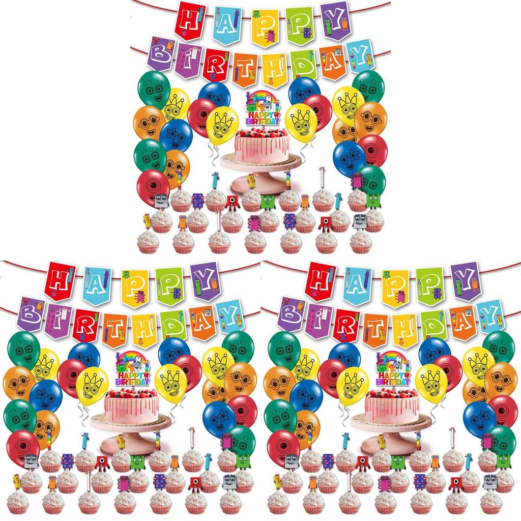 Lebendiges Numberblocks-Thema Luftballon-Wimpelgirlande-Set Für Fröhliche Partydekorationen Und Zubehör
