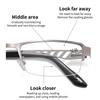 Men Square Metal Photochromic Reading Glasses Large Frame Multifocal Glasses Blue Light Blocking Eye Protection Eyeglasses