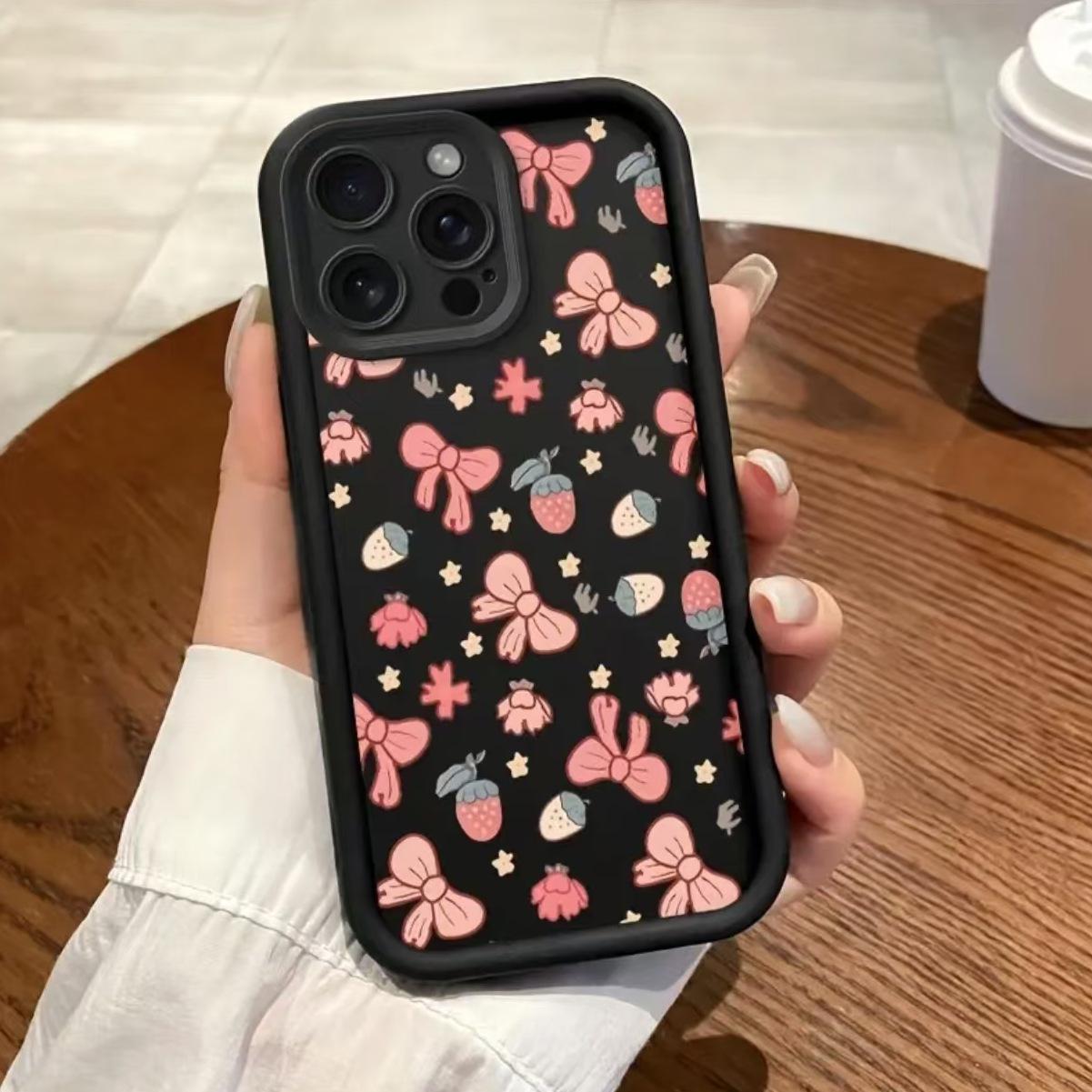 

Strawberry Bow Cartoon Fashion Phone Case for Apple Models 17/16/15/14 Pro and 13/12 iPhone 15 Pro Max