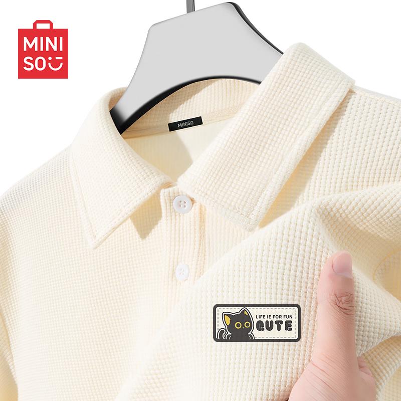 MINISO Men s Japanese Casual Waffle-Knit Polo Shirt M